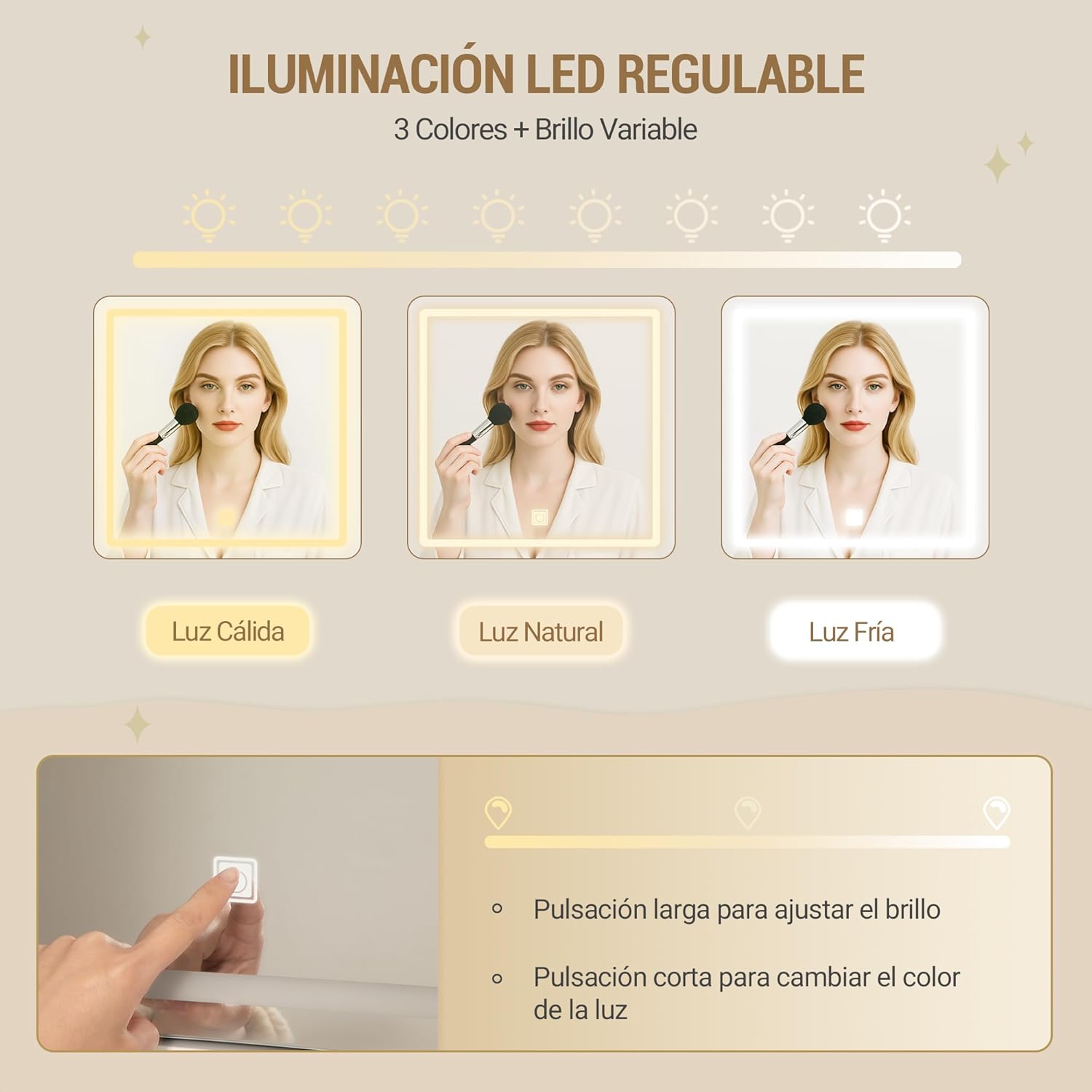 Grande Coiffeuse avec Éclairage LED, 3 Couleurs, Luminosité Réglable, Miroir, 9 Tiroirs, 9 Étagères Ouvertes, Blanc-Argent - 4