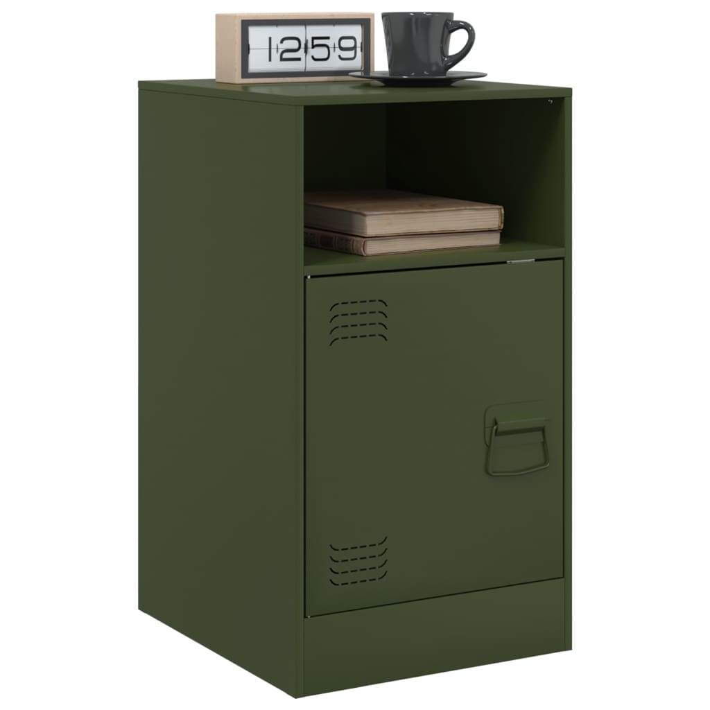 Comodini 2 pz Verde Oliva 34,5x39x62 cm in Acciaio vidaXL - 4