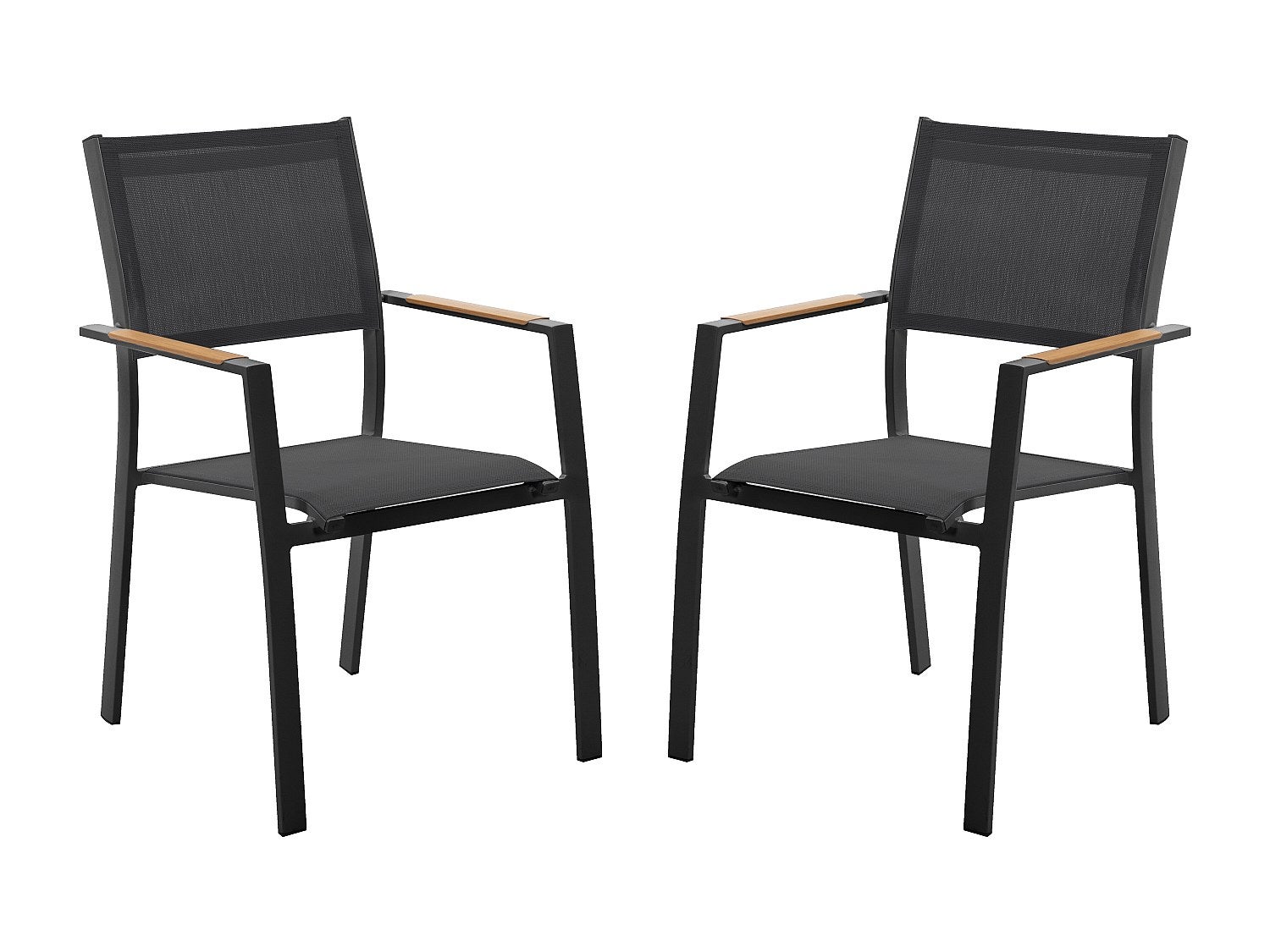 Zestaw 2 foteli ogrodowych sztaplowanych z aluminium i tekstylenu - Antracytowy - MACILA marki MYLIA