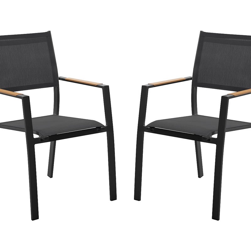 Zestaw 2 foteli ogrodowych sztaplowanych z aluminium i tekstylenu - Antracytowy - MACILA marki MYLIA