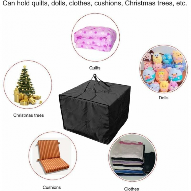 Durable 210D Sac de Rangement pour Coussin de Jardin, Fermeture éclair Housse Rangement Coussin Exterieur avec poignées et capacité 81 x 81 x 61 cm - 3