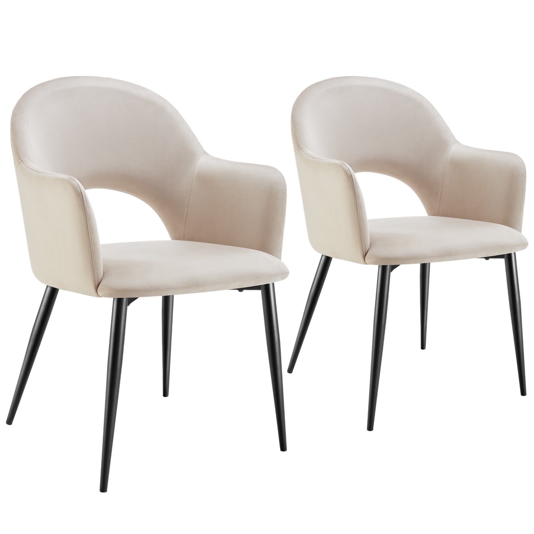 Fauteuil Cocktail Rond Scandinave En Velours Beige - Dossier Continu, Rembourrage Haut Densité, Salon/Chambre