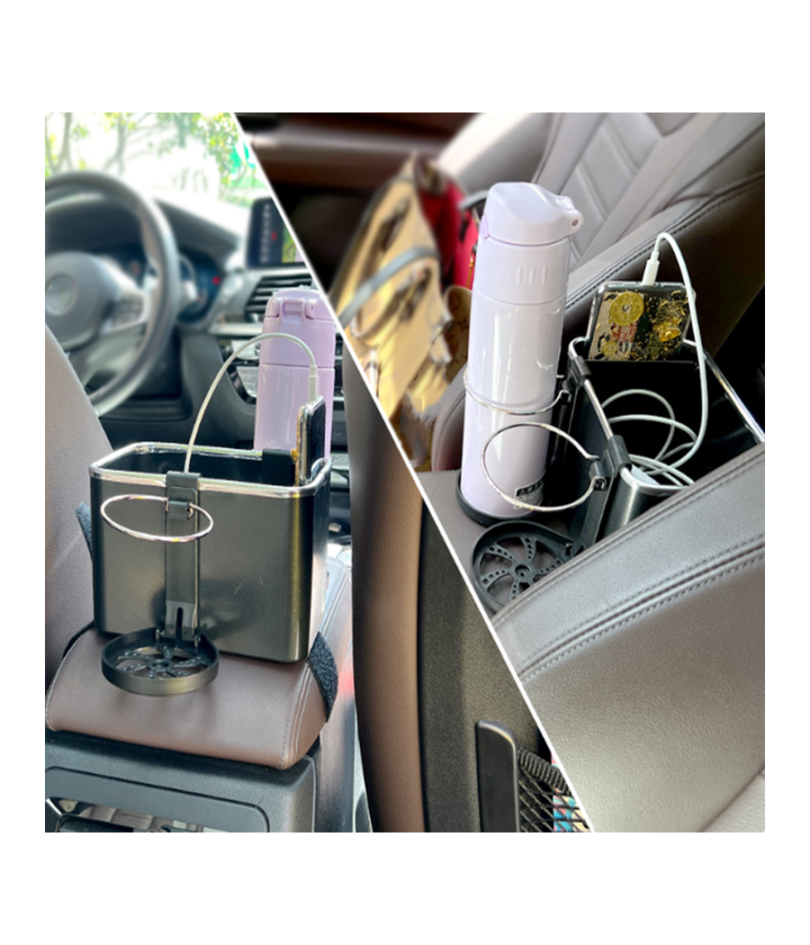Trade Shop - Organizer Per Bracciolo Universale Portaoggetti Per Auto Con Porta Bicchieri - - 3