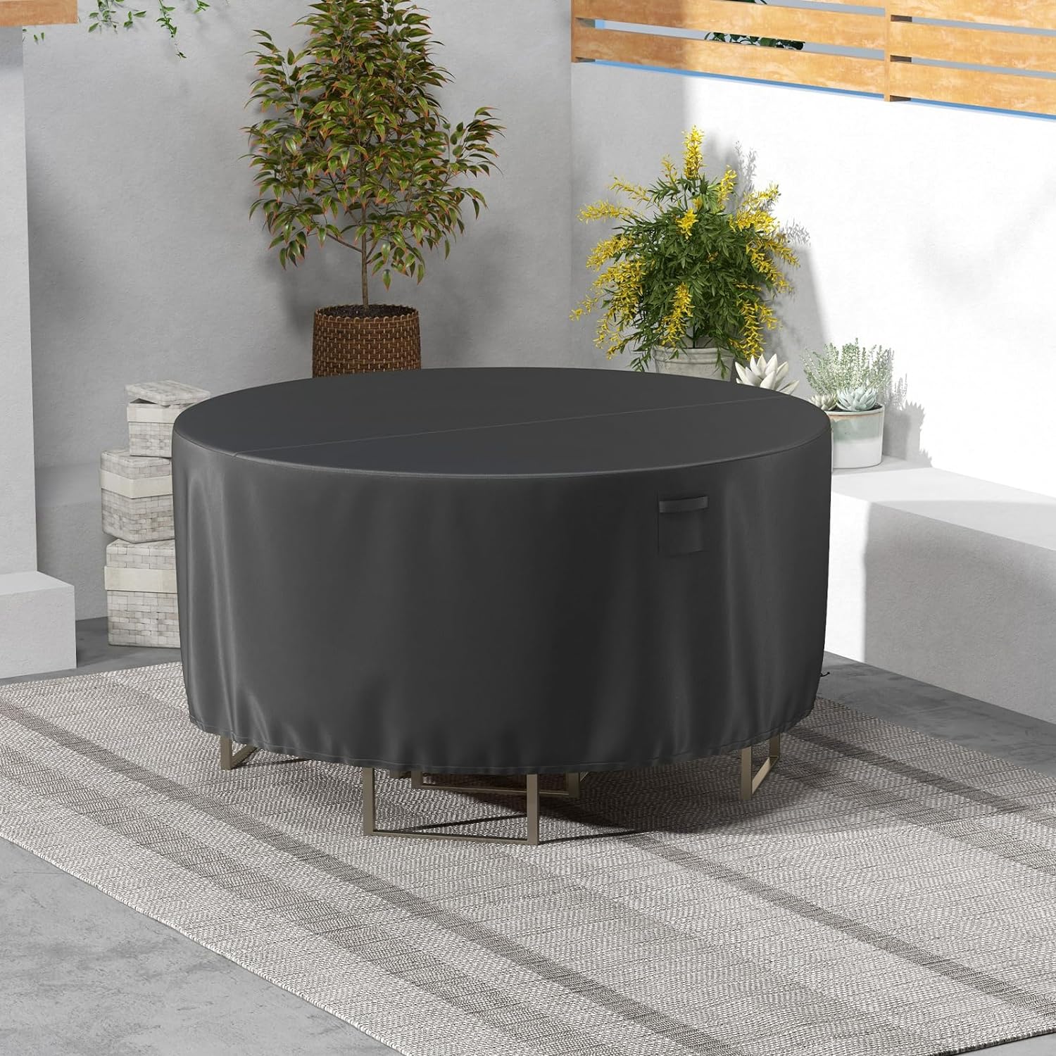 Copertura Impermeabile Per Mobili Da Giardino 220x120x74 Cm – Con Rivestimento In PVC 8000Pa, Cuciture Nastrate, Fibbie Antivento – Protegge Da Pioggia E Raggi UV