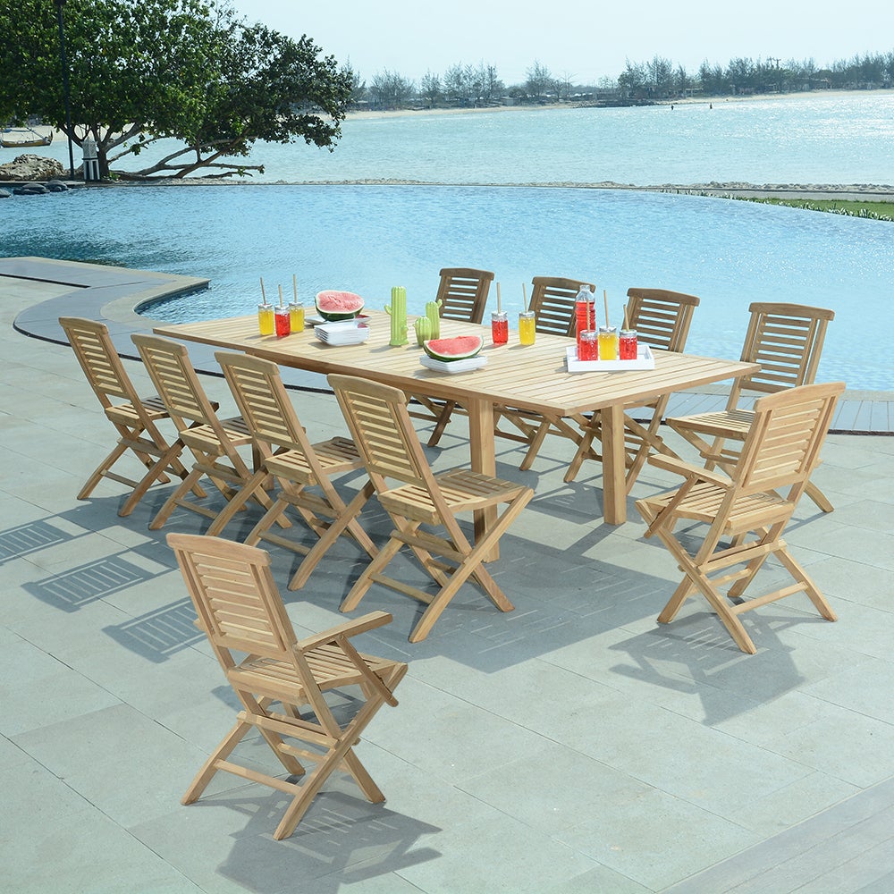 Fauteuils de jardin pliants en teck massif Barbade (lot de 2) - 7