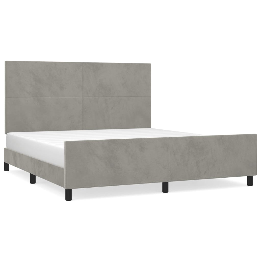 Cadre de lit sans matelas gris clair 160 x 200 cm en velours - 2