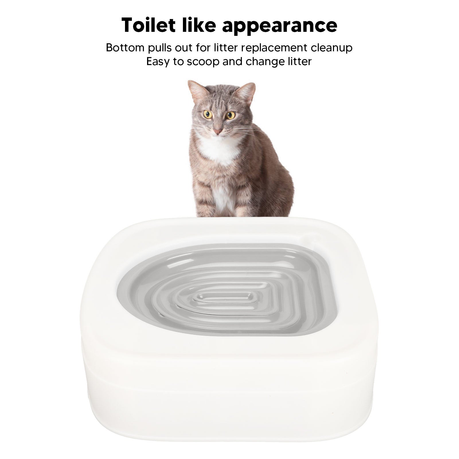 Kit de entrenamiento para gatos ABS 36,5x32,5x12cm Asiento tipo inodoro Fácil limpieza para gatitos Gris – ComfortXL - 2