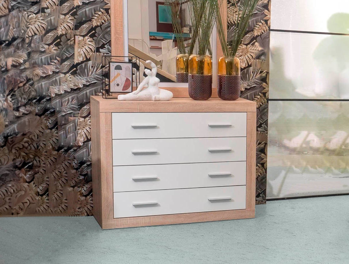 Comoda Kiara de 4 Cajones Cambria y Blanco 98x82 cm - 2