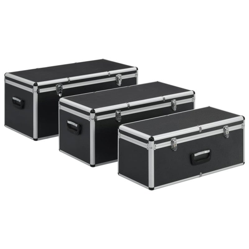Boîtes de rangement 3 pcs Noir Aluminium - 2
