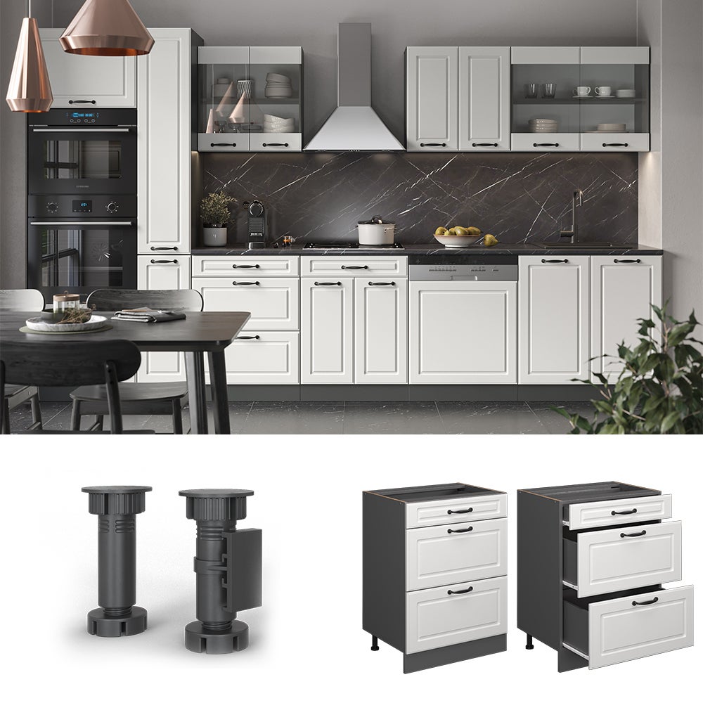 Vicco Meuble de cuisine haut vitré R-Line, Anthracite campagne, 40cm