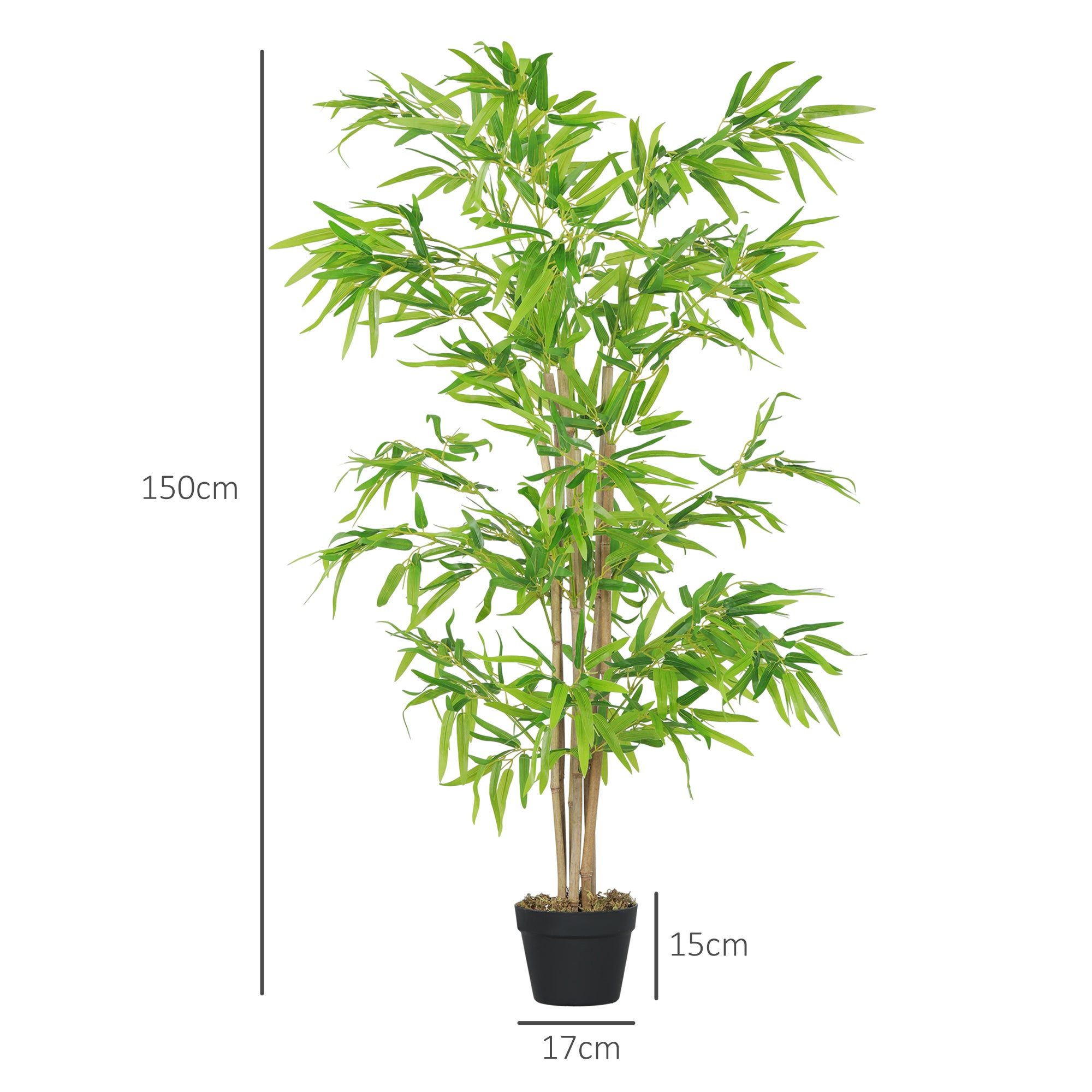 Bambou artificiel 150cm, plante décorative réaliste en pot avec mousse, décoration intérieure et extérieure pour salon, bureau, jardin - 3
