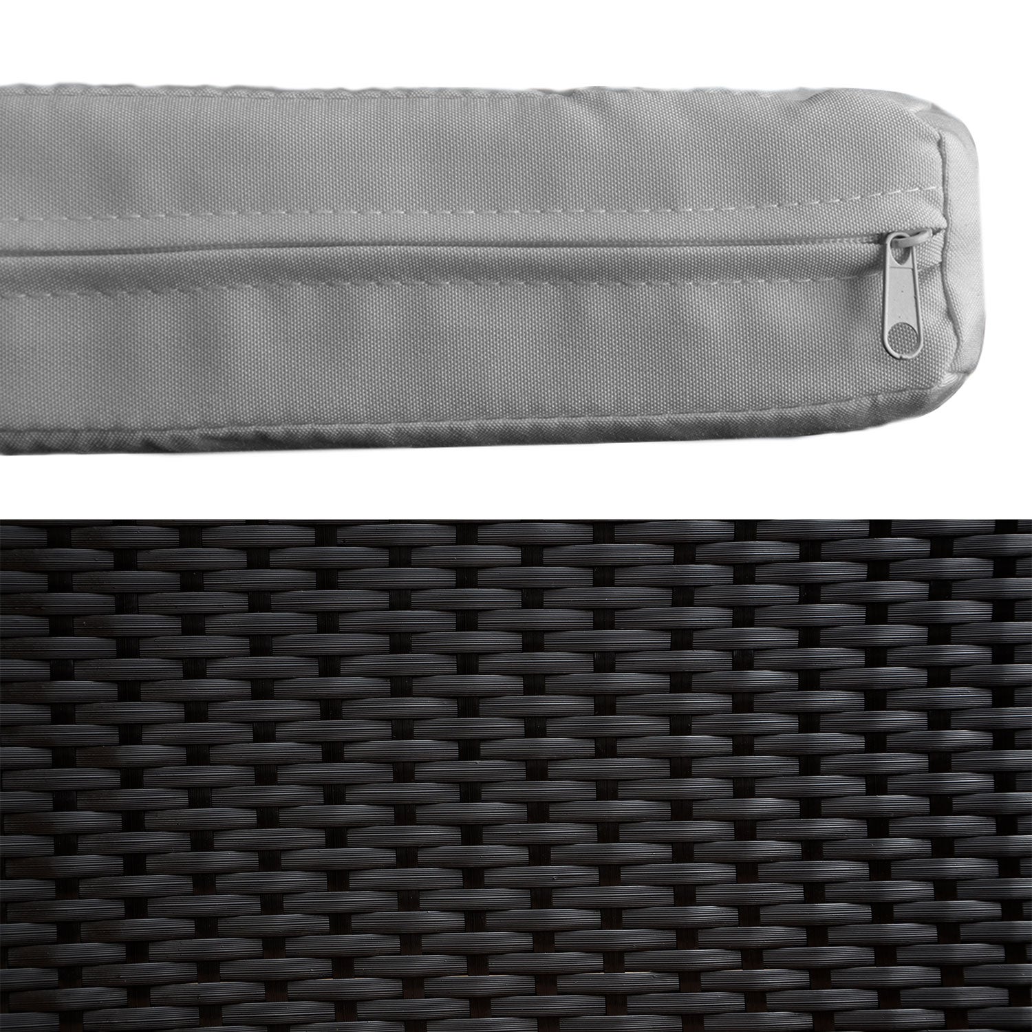 Zestaw mebli ogrodowych CORFOU z czarnej plecionej żywicy, 4-osobowy - szare poduszki - 3