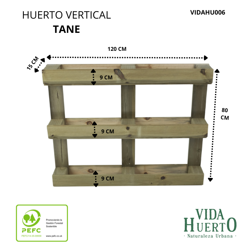 Huerto Urbano de Pared TANE Estilo Palet VidaHuerto 120x15x80 cm - 4