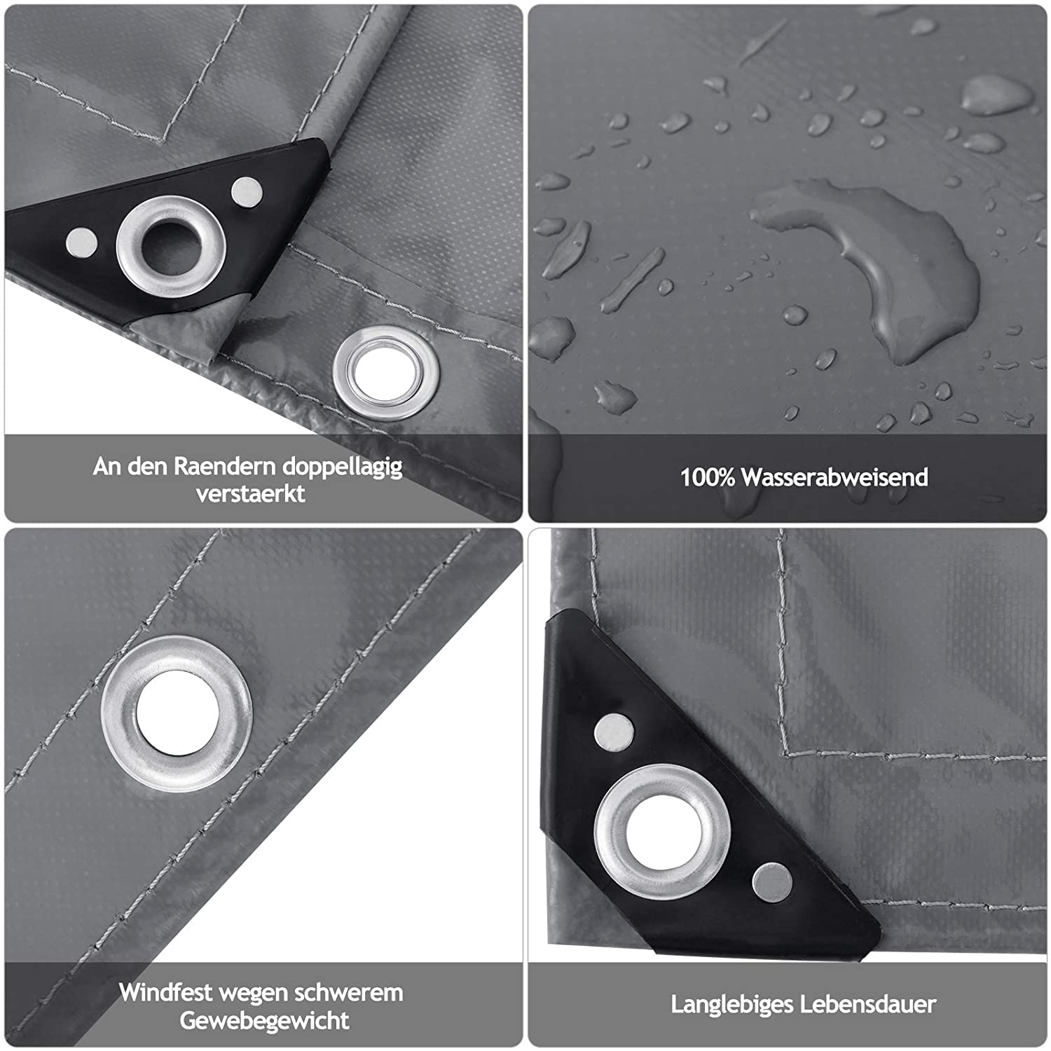WOLTU Bâche de Protection. PE Bâche Piscine 4x5m. 500g/m². Couverture étanche bâche imperméable et indéchirable. Gris Foncé - 3