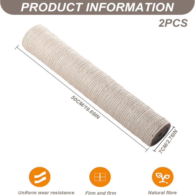 Poste de substituição para arranhador de gato, poste de substituição de 50 cm para árvore de gatos, peças de árvore de sisal natural - 4