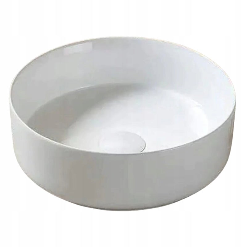 Umywalka nablatowa MAJA 36,5 cm biała połysk ceramika okrągła