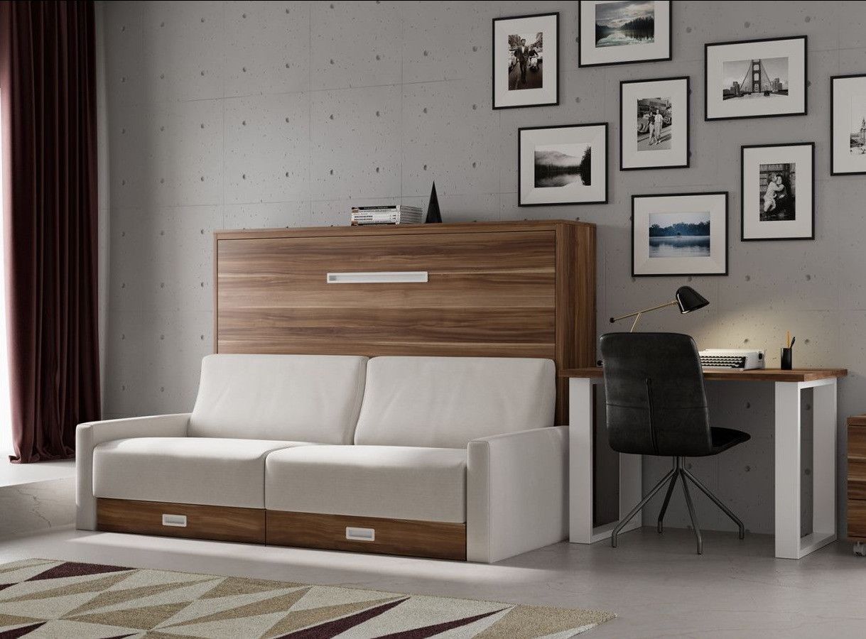 Lit Escamotable Horizontal 140x190 Avec Canapé