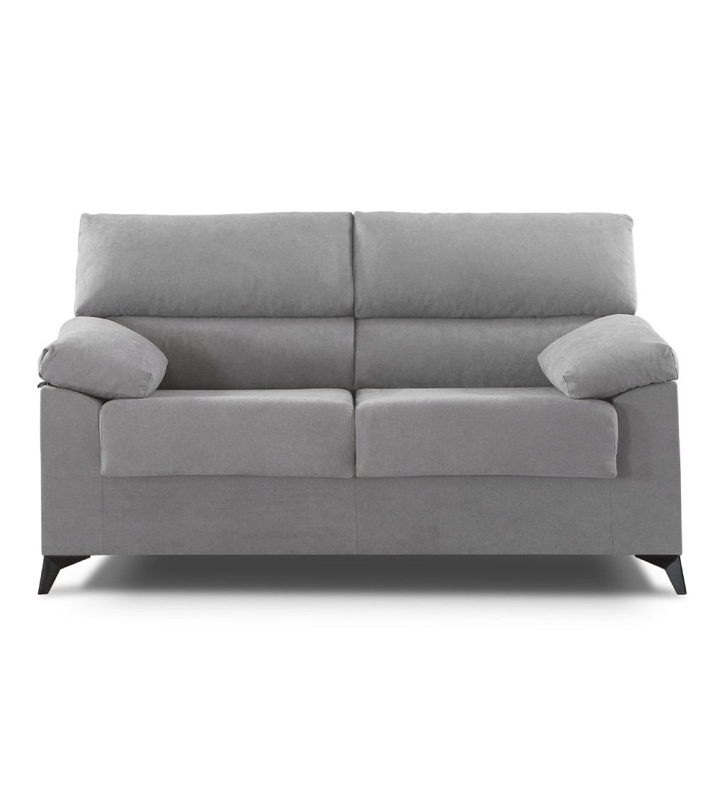 Sofá 2 plazas 140 cm hilton, estructura madera tapizado antimanchas, color gris