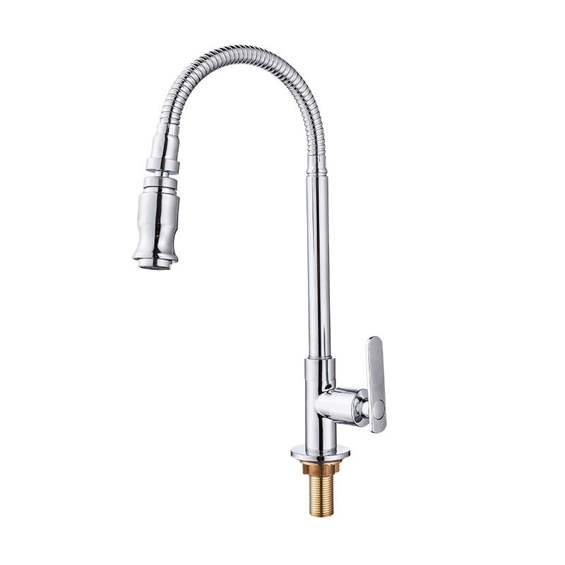 Kran kuchenny do zlewu zewnętrznego – jednootworowy, obrotowy 360°, do zimnej wody, kran do prania z wężem, kran ogrodowy