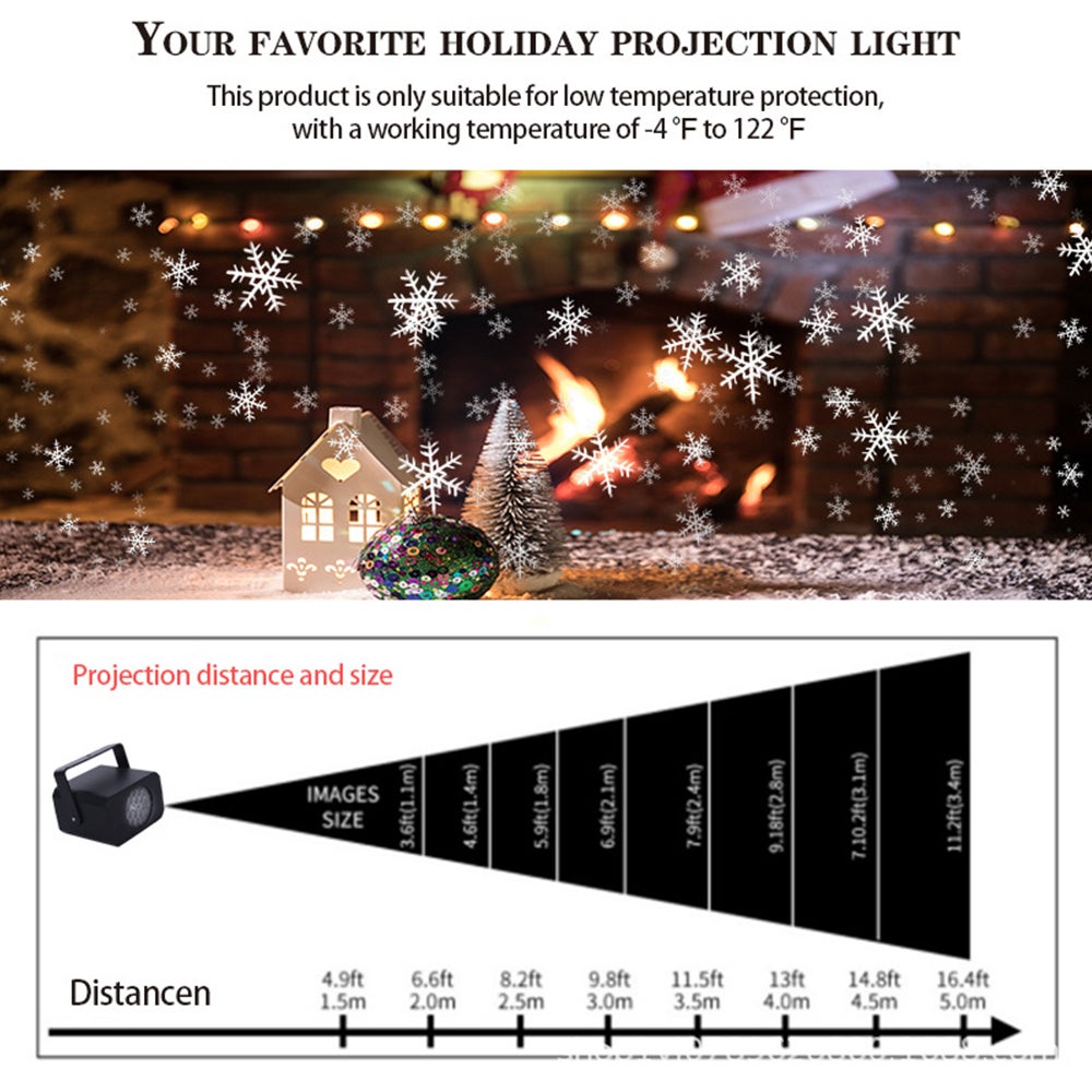 Projecteur de tempête de neige de noël, lumière extérieure de jardin, lumières LED de flocon de neige, décoration de vacances étanche - 2