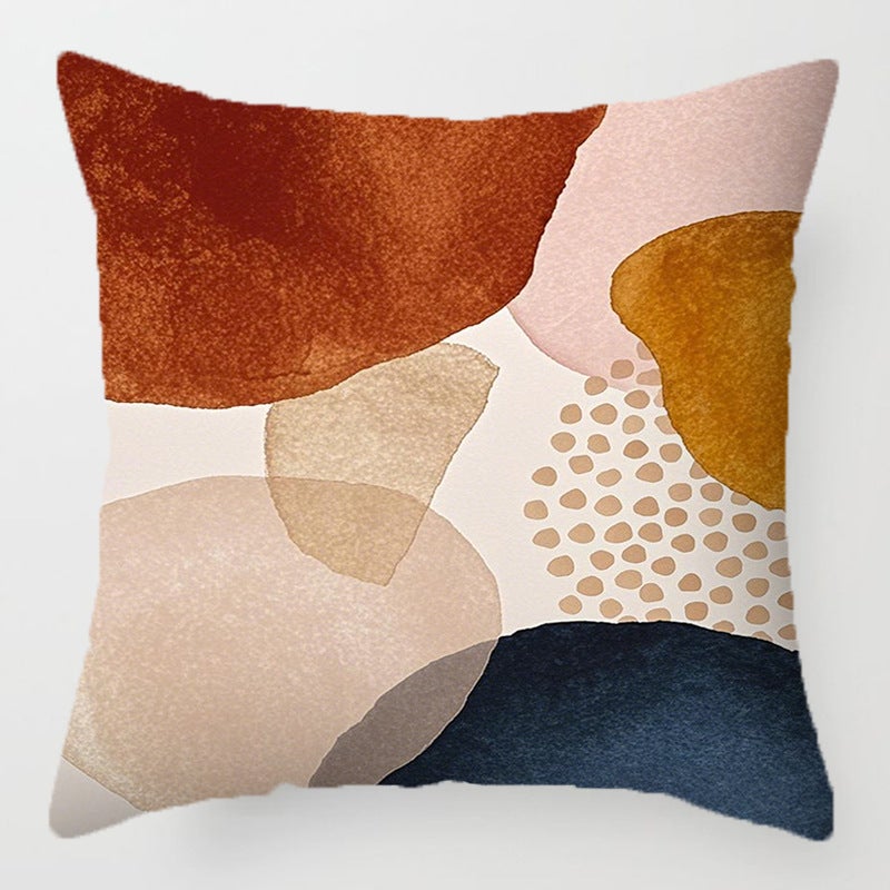 Lot de 4, 45x45cm Housse Coussin Abstrait, Taie Oreiller Boho Terracotta Géométrique Bleu Or Housse de Coussin Velours Taie d'oreiller - 2