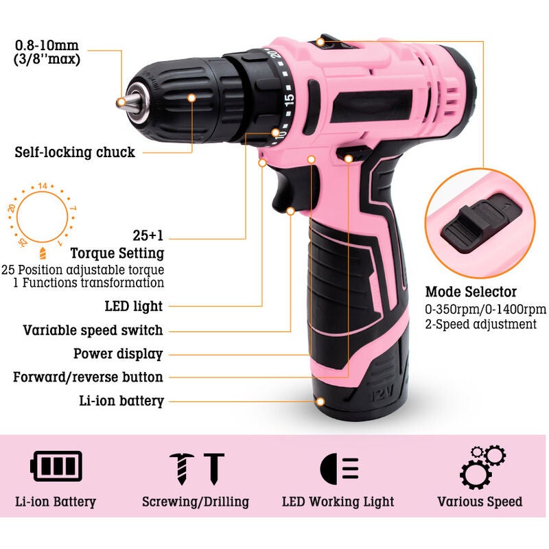 Perceuse à percussion rechargeable batterie au lithium 12v perceuse torche tournevis électrique - 4