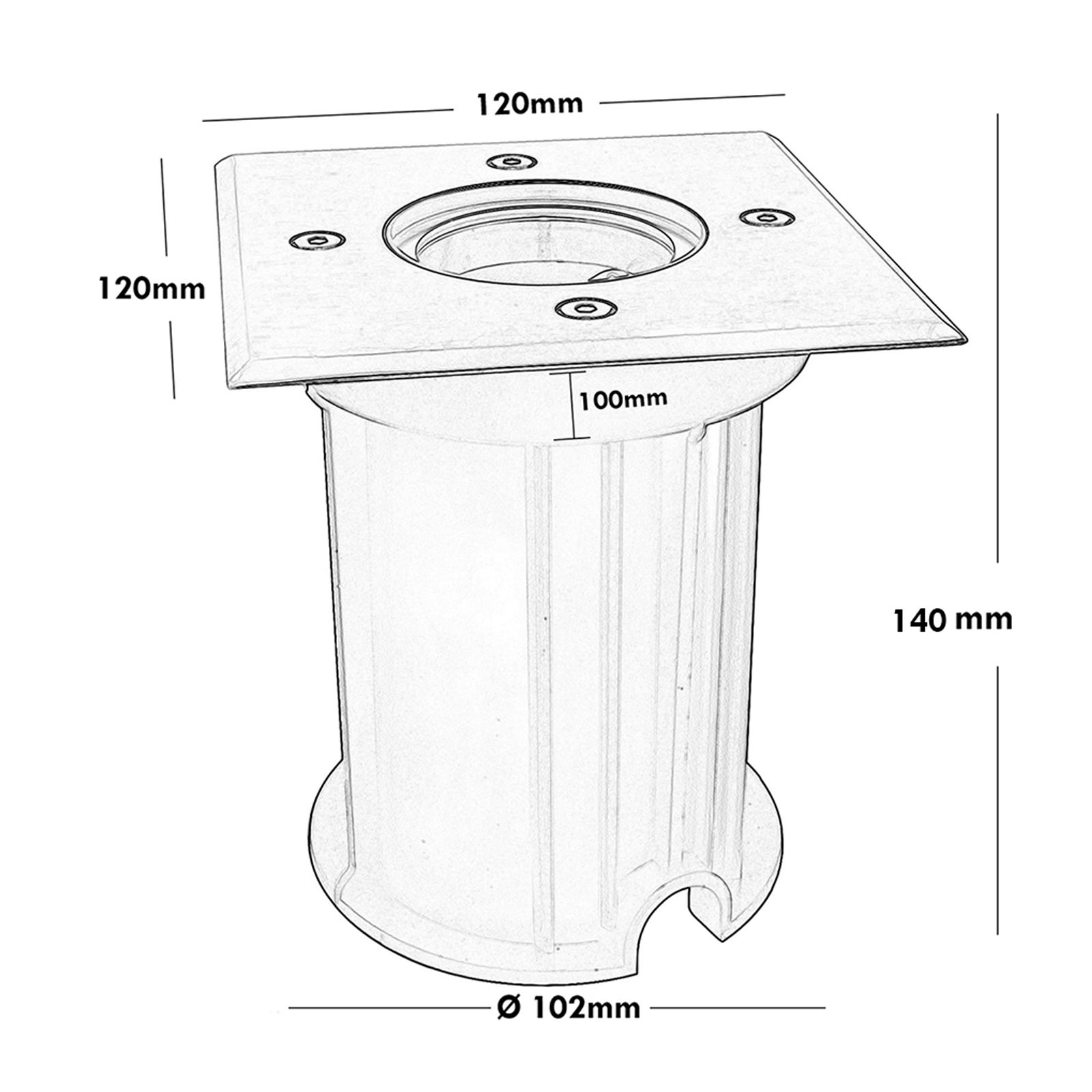 Spot d'allée piétonnier IP65 lampe LED encastrée au sol GU10 éclairage de façade jardin avenue sol FORME CARRÉE - 4