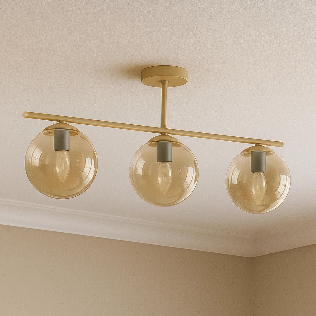 Lampa wisząca FELIX beżowa 3xE14x15W szkło wym:28x71x14cm IP20 Kaja