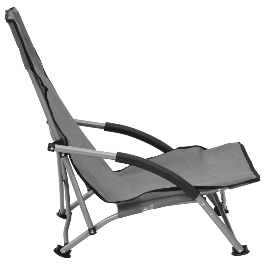 vidaXL Chaises de plage pliables lot de 2 Gris Tissu - 4