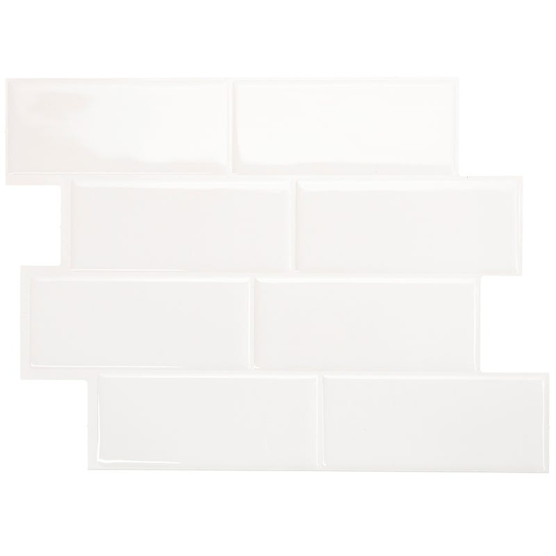 Naklejki ścienne samoprzylepne – Urban White – efekt porcelany – 11,5" x 8,5" (opakowanie 4 szt.)