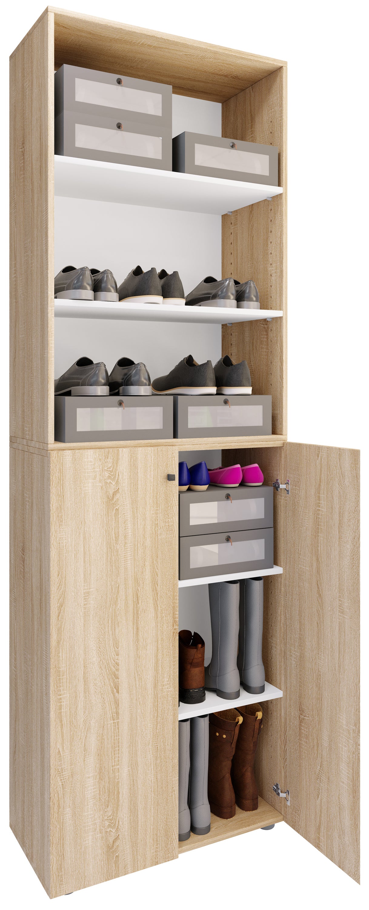 VCM Szafka na buty Lona Sonoma Oak H. 220 x B. 70 x T. 40cm