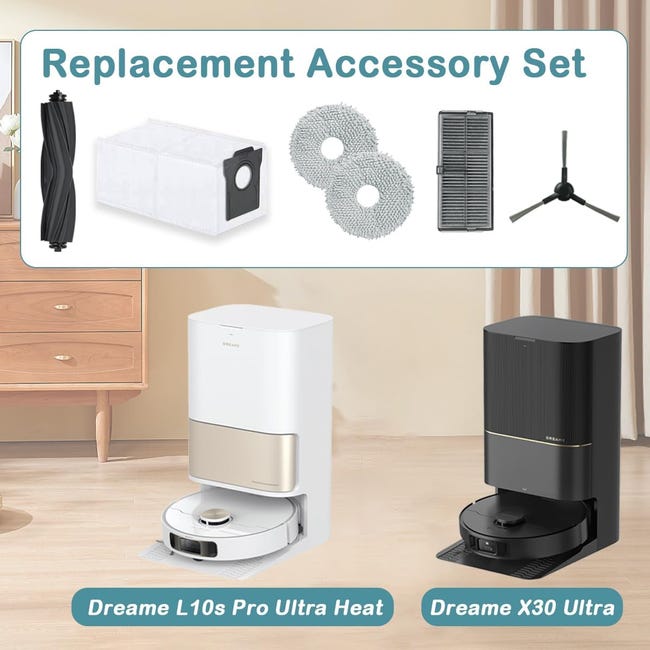 Accessoires Pour Dreame L10s Pro Ultra Heat/L10s Ultra Gen 2, Kit De Pieces Detachees Pour Dreame X30 Ultra 1 Brosse Principale 6 Sacs A Poussiere 6 Chiffons De Nettoyage 4 Brosses Laterales 2 F 90901936 Accessoires Pour Dreame L10s Pro Ultra Heat/L10s Ultra Gen 2, Kit De Pieces Detachees Pour Dreame X30 Ultra 1 Brosse Principale 6 Sacs A Poussiere 6 Chiffons De Nettoyage 4 Brosses Laterales 2 F 90901936