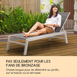 Chaise Longue Blumfeldt Renazzo - 6 Positions, Toile ComfortMesh Hydrofuge, Cadre Aluminium 8kg - Anthracite - Pour Jardin, Terrasse, Balcon
