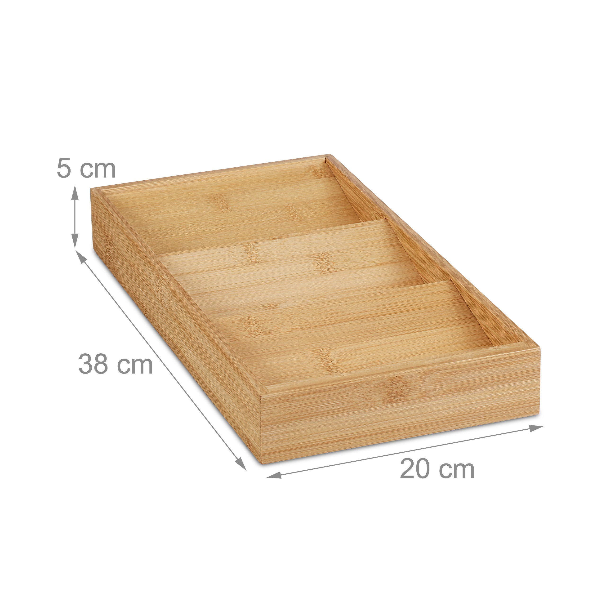 Range-épices pour le tiroir, 3 compartiments, horizontal, en bambou, H x L x P : 5 x 20 x 37 cm, nature, Relaxdays - 4