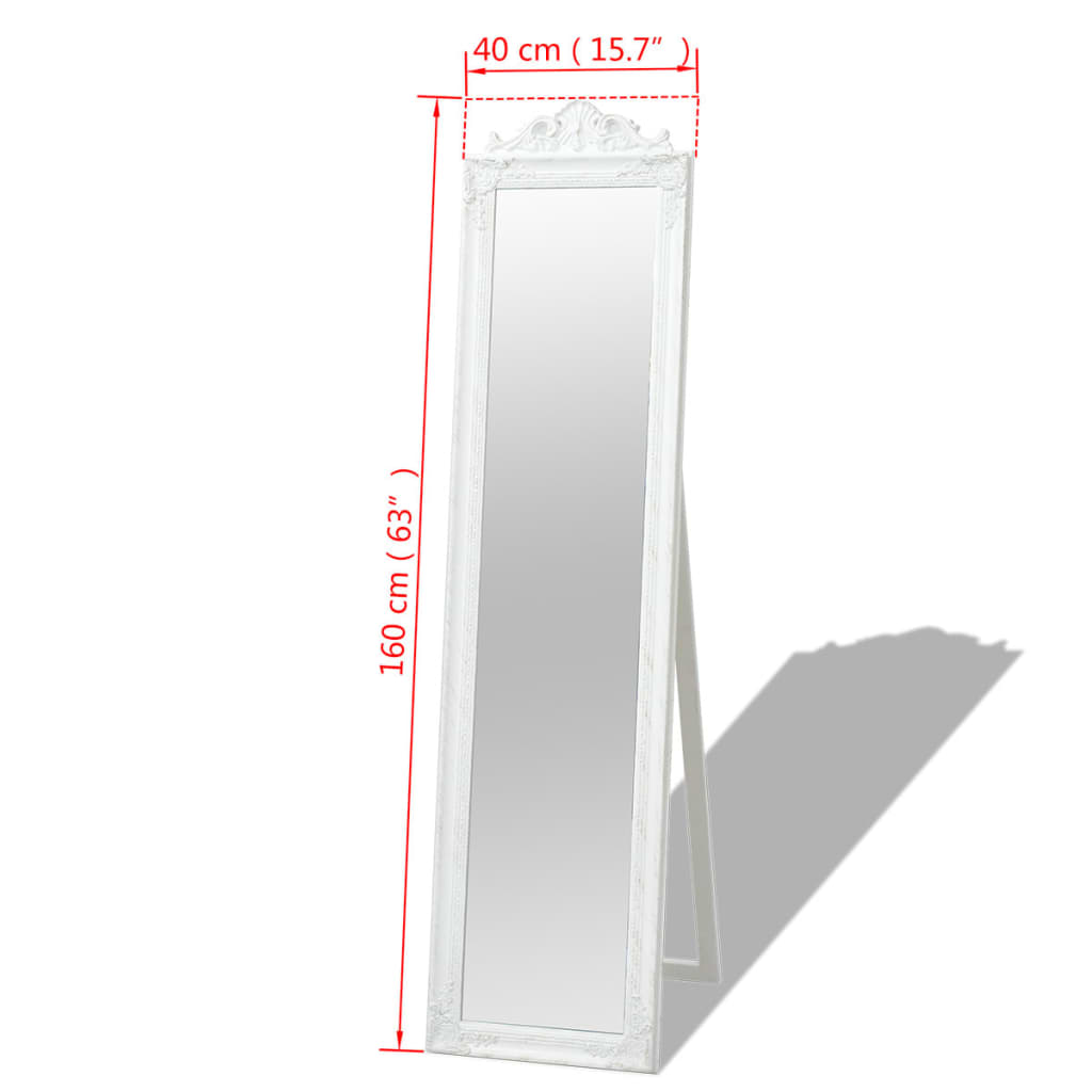 Miroir sur pied Style baroque 160x40 cm Blanc - 6