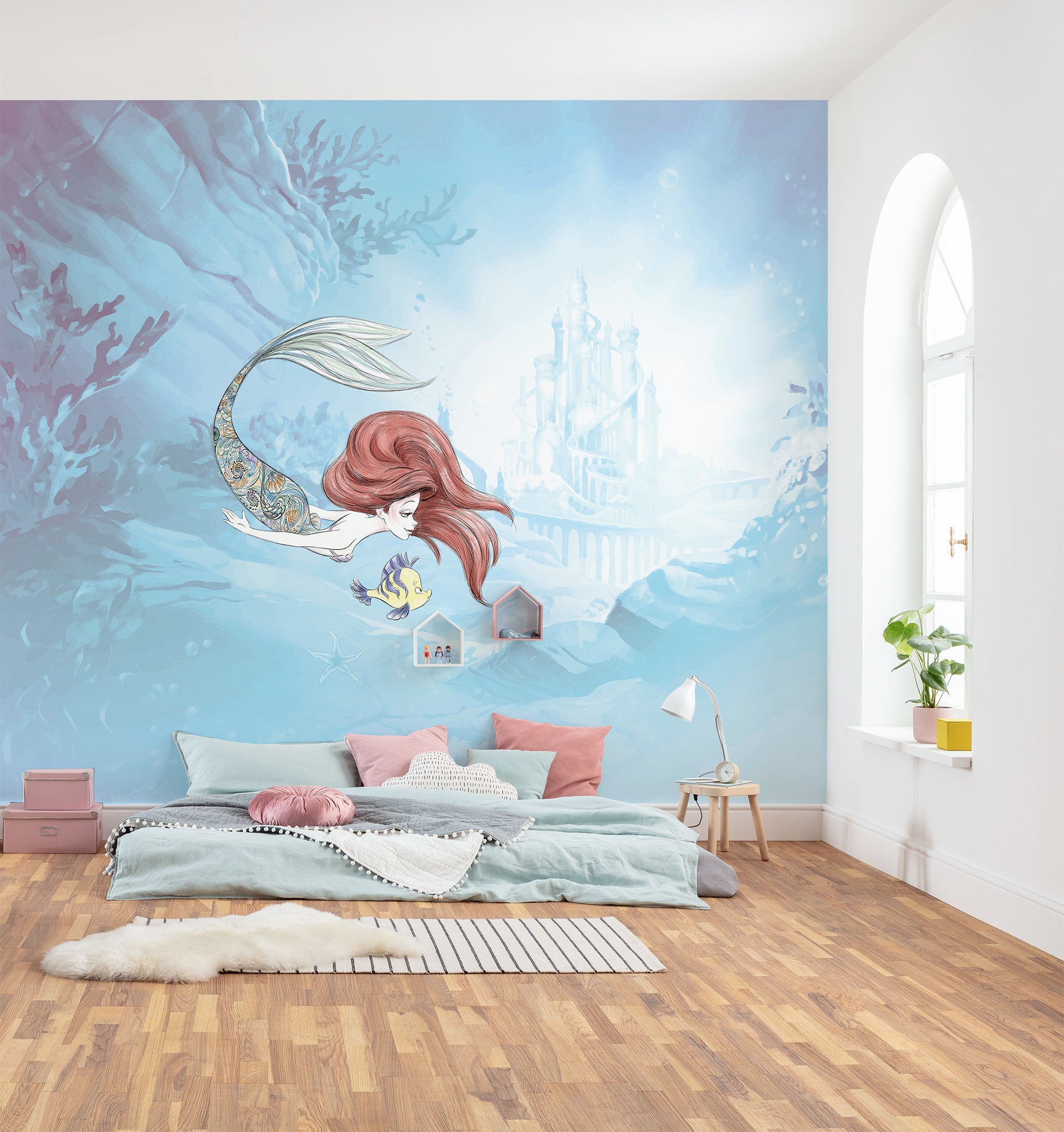 Papel pintado no tejido panorámico de komar - disney ariel under the sea - talla: 300 x 250 cm