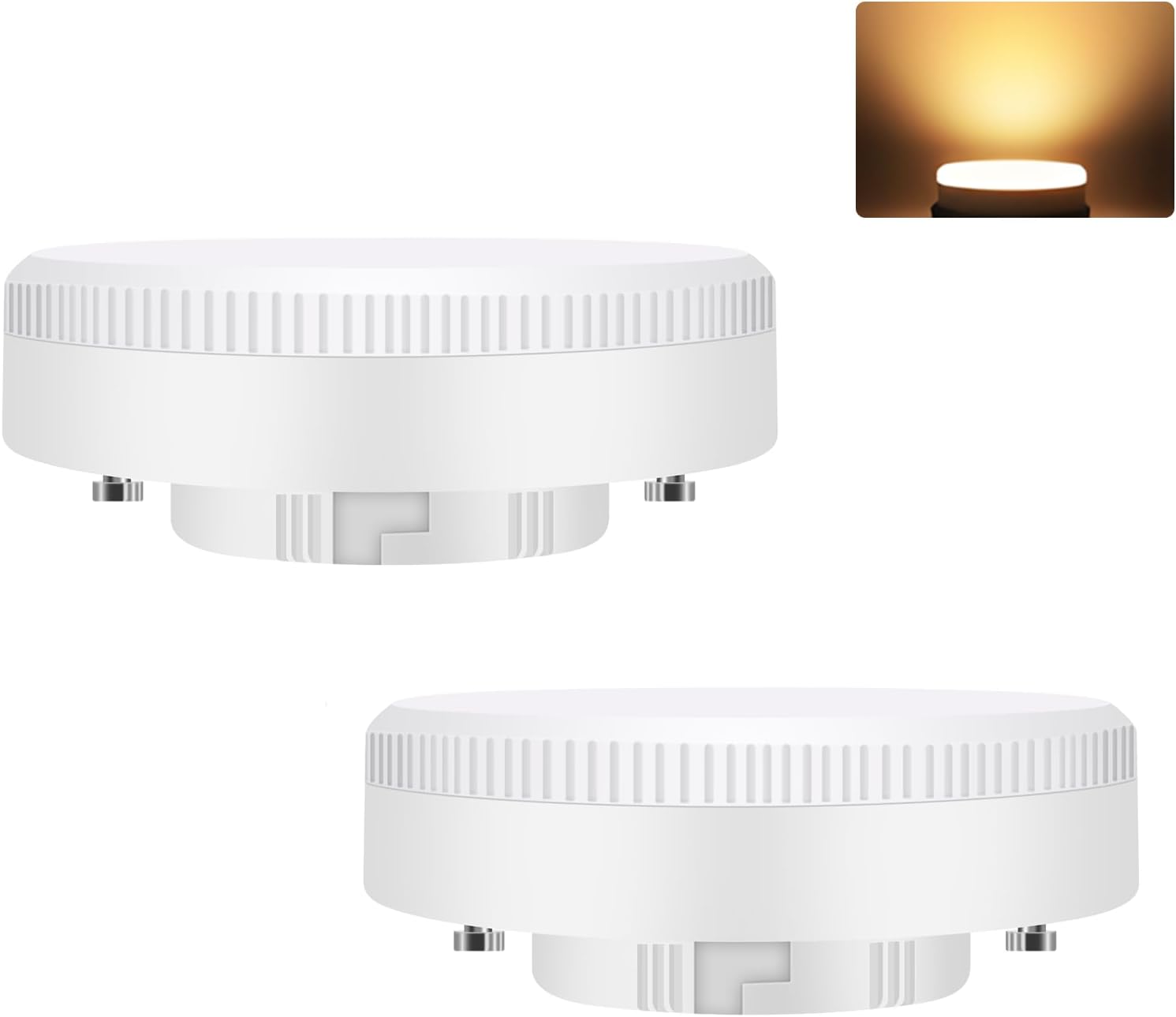 NETTLIFE Zestaw 2x Żarówka LED GX53 5W (Odpowiednik 50W) 3000K Ciepła Biel, Ultra Płaska 74x25mm Podszafkowa Bez Migotania 230V Nieściemnialna