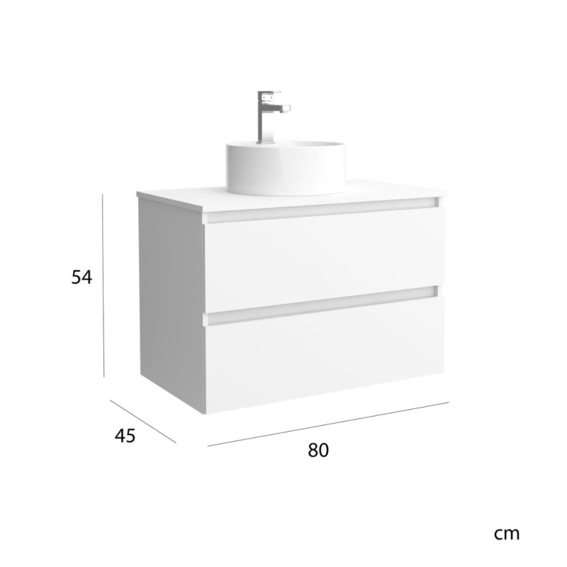 Meuble de salle de bain BEQUIA 80cm Blanc mat | Vasque à poser - 5