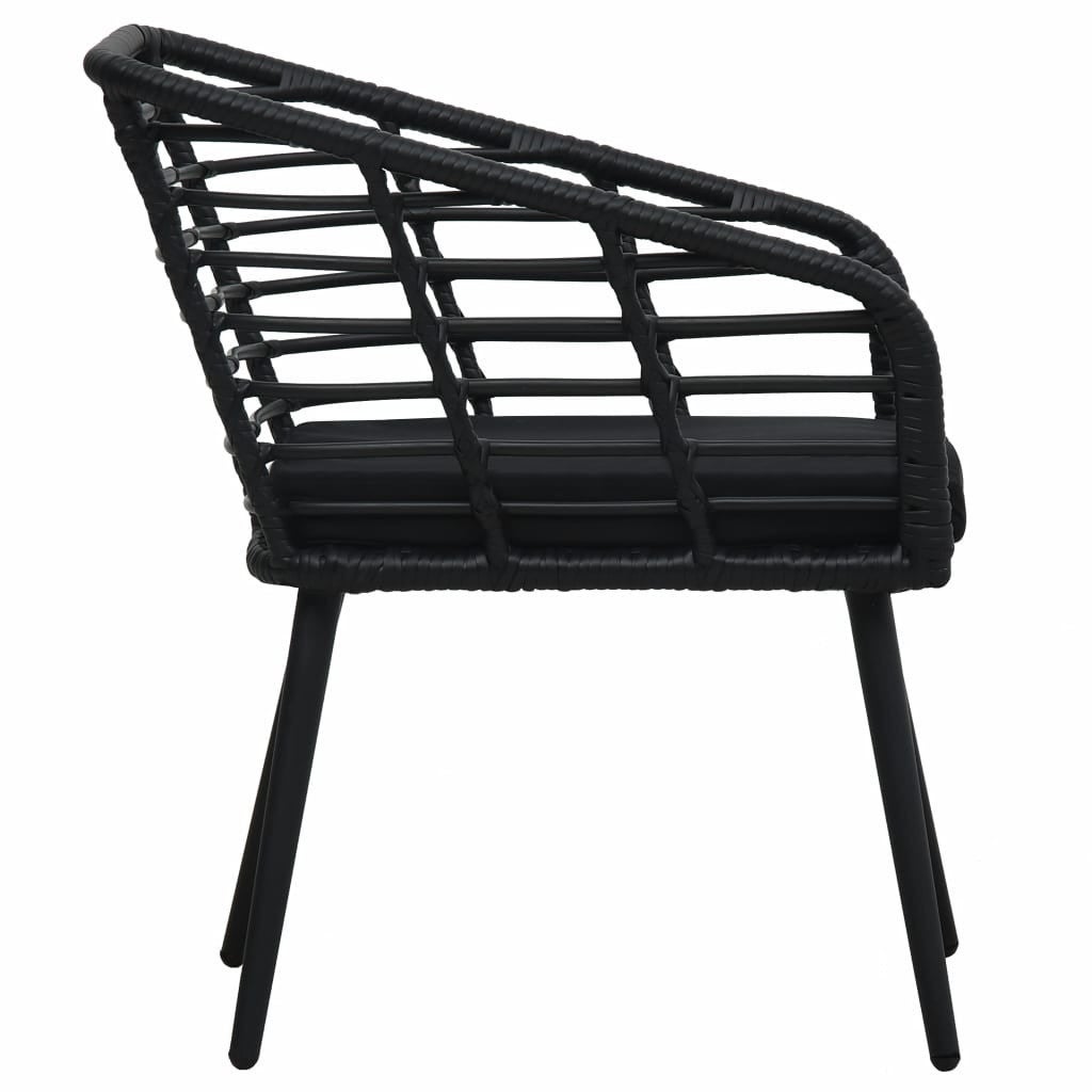 Chaises de jardin 2 pcs avec coussins Résine tressée Noir 4 - 4