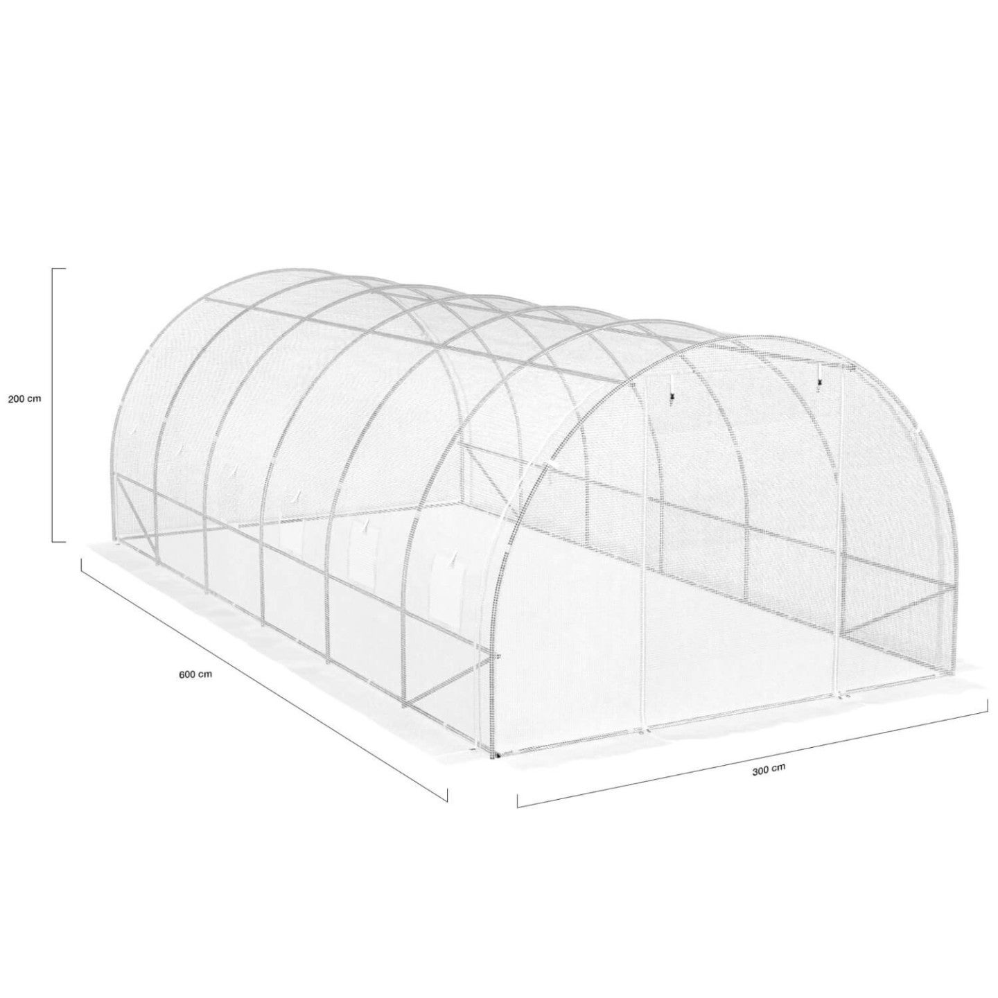 Serre de jardin tunnel 18m² 6 x 3 x 2 m acier galvanisé + bâche anti-UV avec porte et fenêtres CRIMÉE blanche toutes saisons - 5