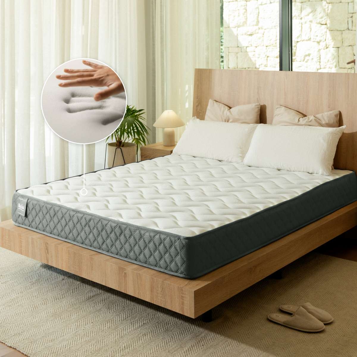 Nalui Colchón Viscoelástico 90x200 cm Mulhacén DualSense Gris Multicapa con Núcleo GravityFoam, Firmeza Alta, Reversible, Transpirable. - 2