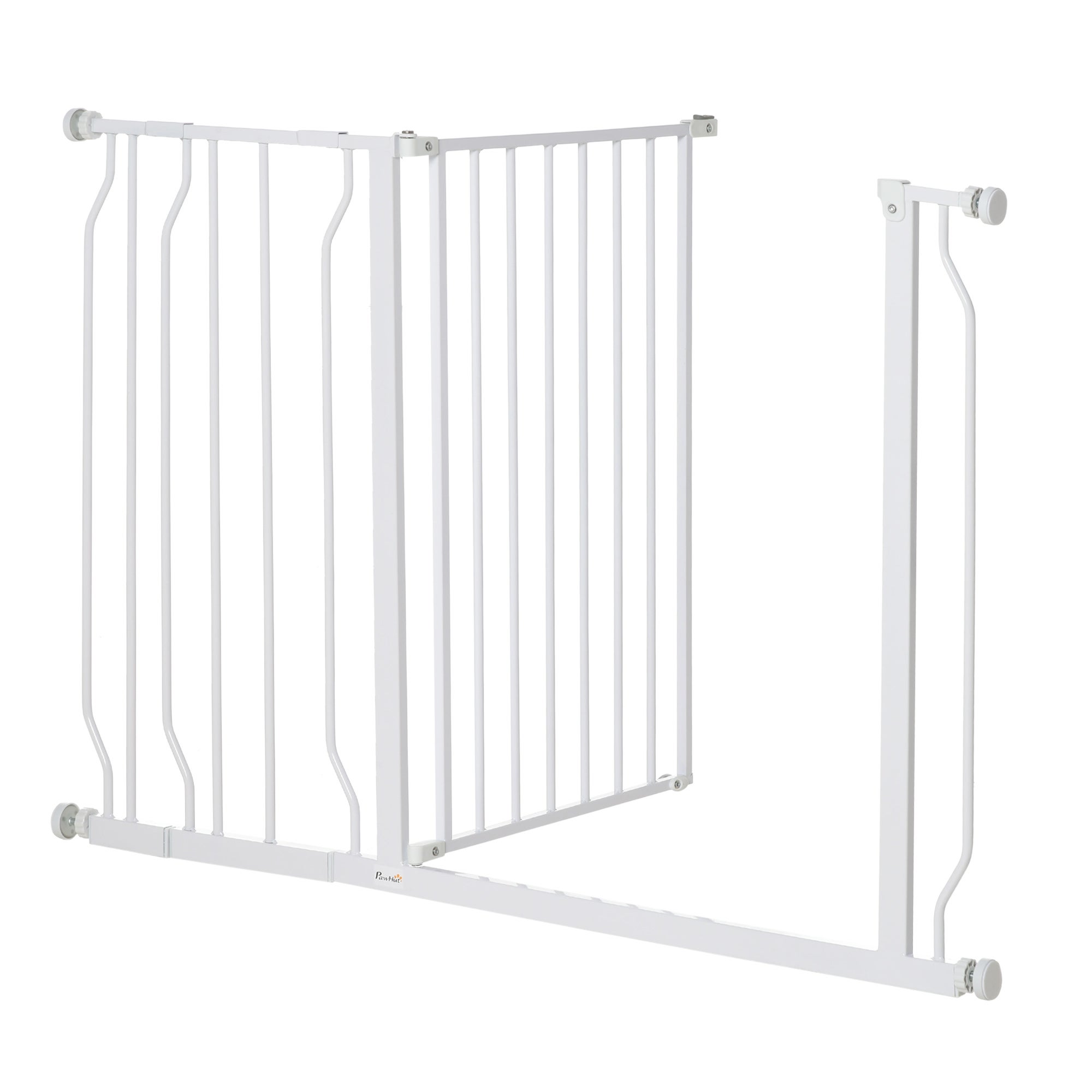 PawHut Cancelletto di Sicurezza per Cani in Acciaio e ABS, Estensibile 75-115cm per Scale e Porte, Bianco - 8