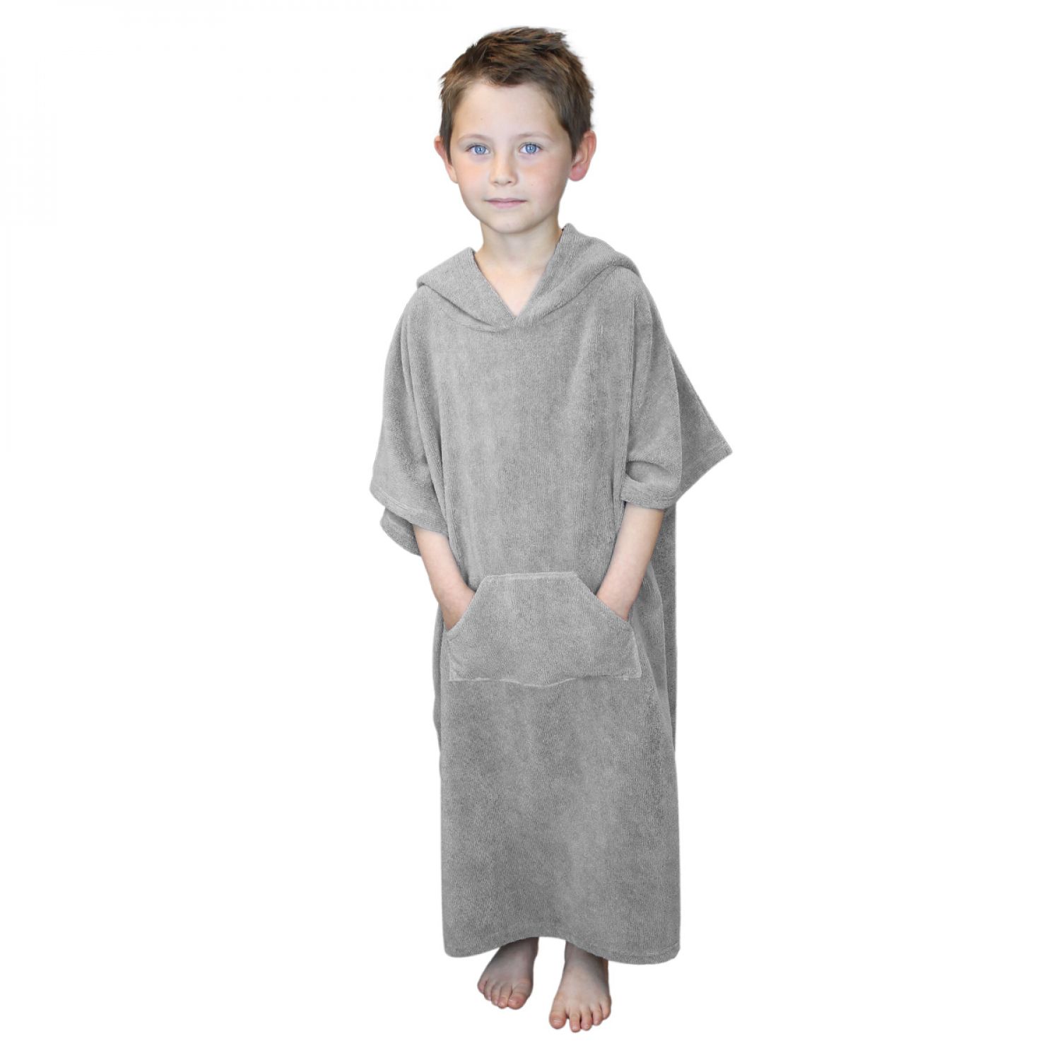 Serviette poncho de bain ou de plage avec poche - Enfant - Gris - Vivezen - 4