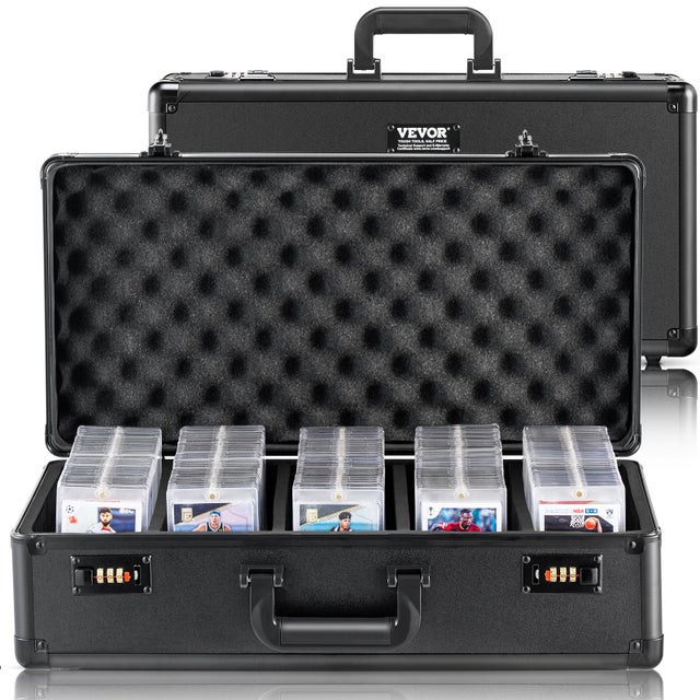 VEVOR Boîte de rangement pour cartes gradées, 5 emplacements, étui de transport pour cartes de sport gradées, séparateurs mousse, verrou à code