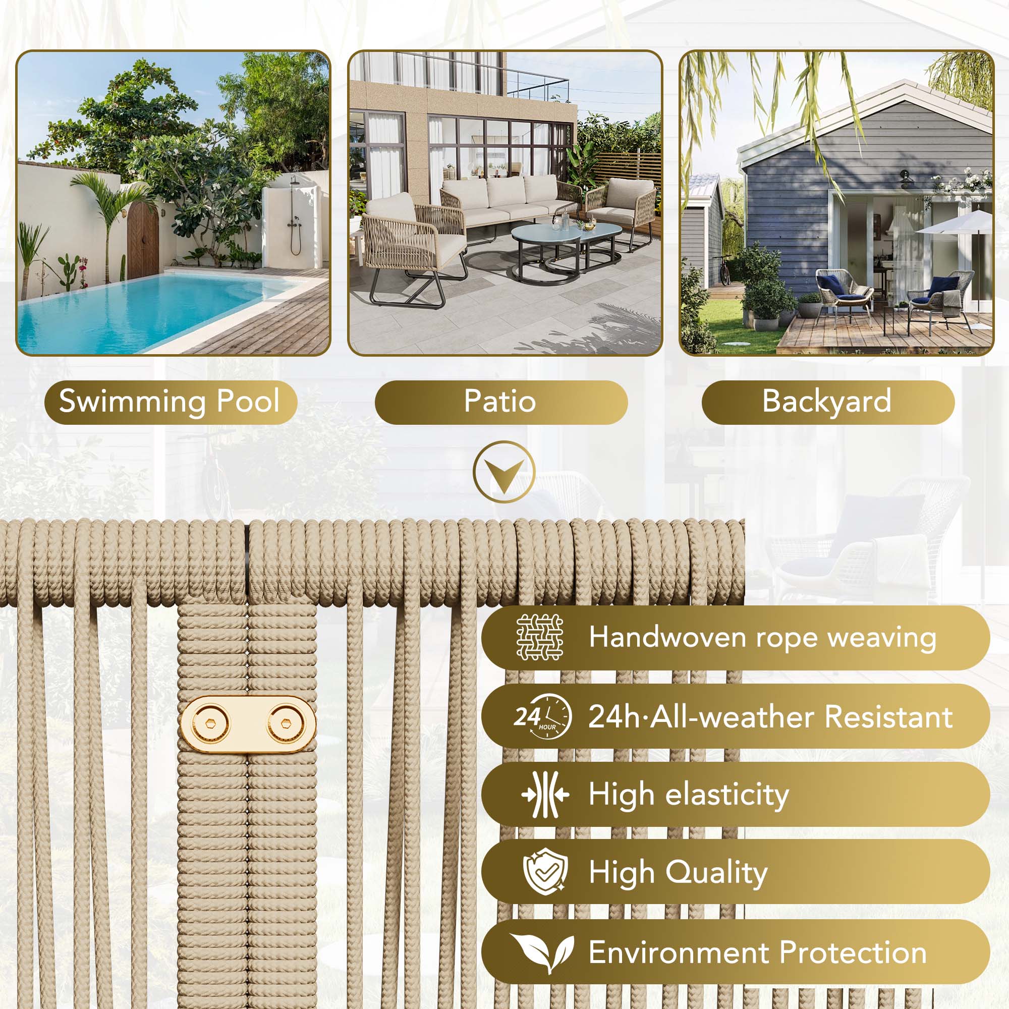 Garten-Lounge-Set mit Rahmen aus verzinktem Eisen, Gartenmö - 8