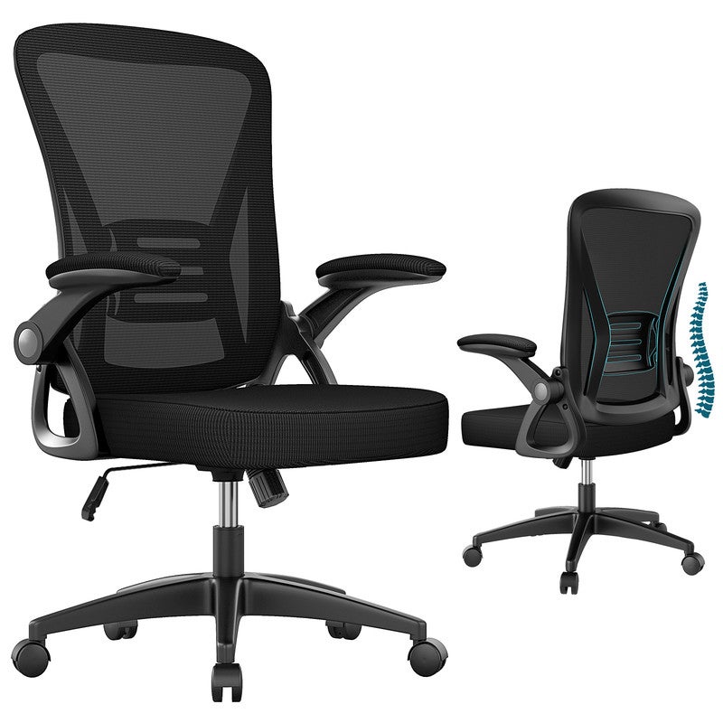 Sedia da ufficio ergonomica RATTANTREE - con rotelle - Schienale regolabile con supporto lombare - Altezza regolabile - Nera - 2