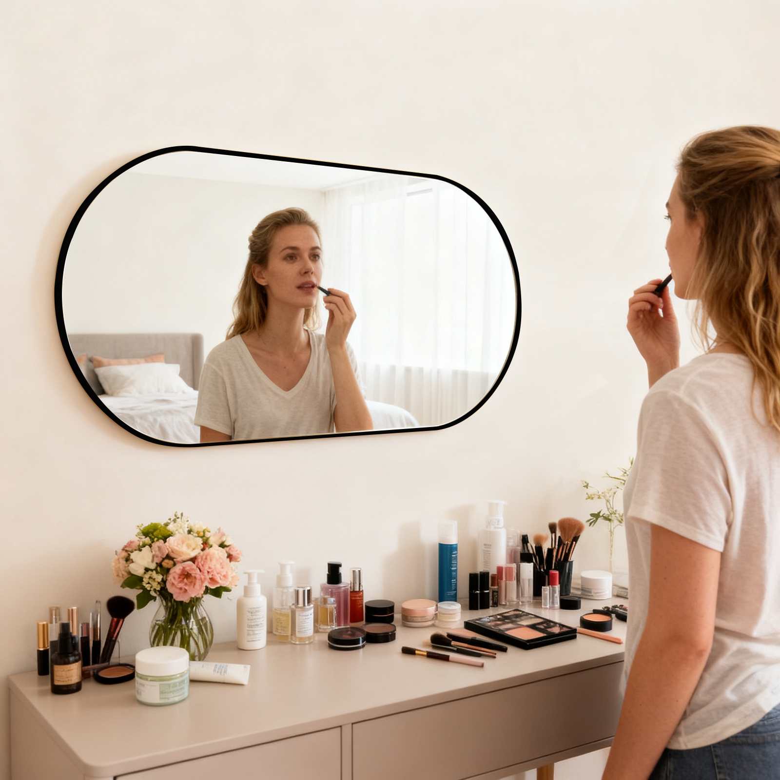 Miroir ovale 40x60 cm en verre haute qualité anti-éclats pour reflet net et protection optimale - 7