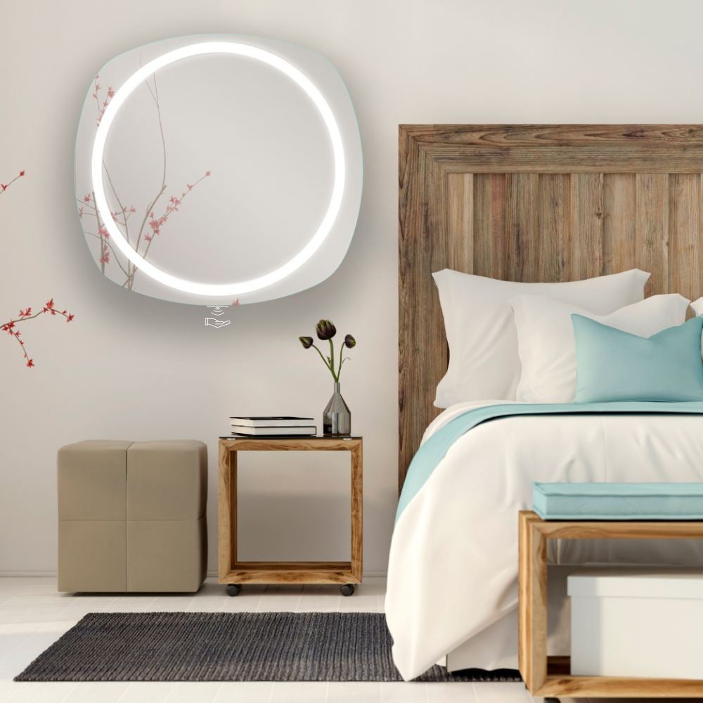 Espejo de baño led sensor ir sin marco ovalado 85x80 cm ibiza - aplike