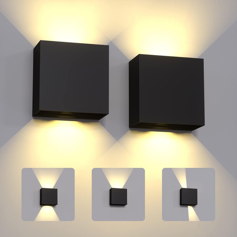 Zestaw 2 nowoczesnych kinkietów wewnętrznych i zewnętrznych, 6 W, ciepła biel 3000 K, wodoodporne kinkiety LED IP65