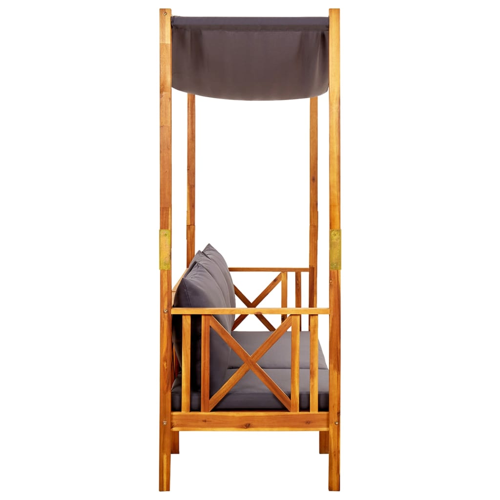 Panca da giardino mobili da giardino per esterni terrazza con tenda da sole e poggiapiedi in legno massel 02_0011345 - 2